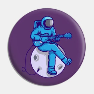 Astronaut playing Guitar On The Moon Pin