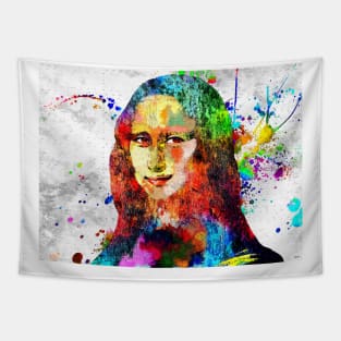 Mona Lisa Colorful Grunge Portrait Tapestry