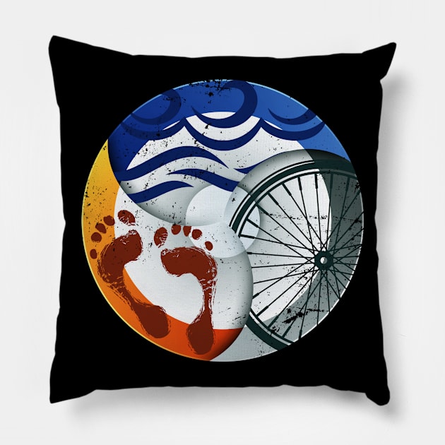 Triathlete Swimming Running Cycling Sport Triathlon Pillow by shirtsyoulike