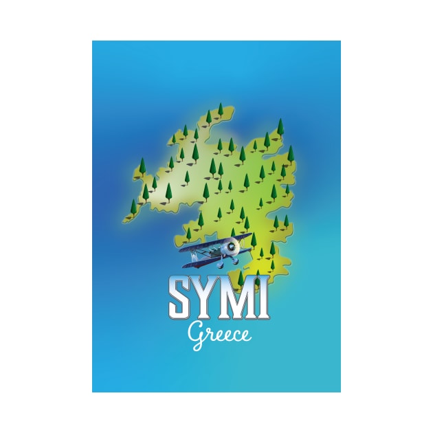 Symi Island Greece travel poster by nickemporium1