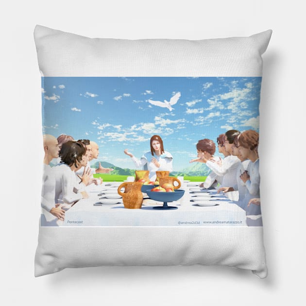 The Pentecost ( Mary with the Apostles ) Pillow by Andrea Matarazzo