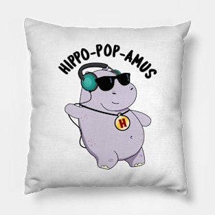 Hippo-pop-amus Funny Pop Music Hippo Pun Pillow