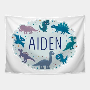 Aiden name surrounded by dinosaurs Tapestry