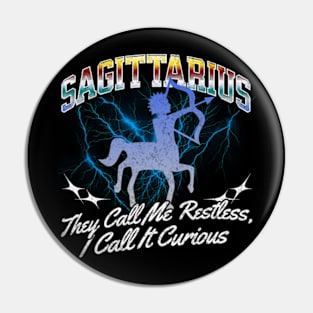 Sagittarius Restless Retro Bootleg Zodiac Sign Astrology Birthday Pin