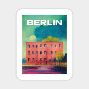 Lonely House in Berlin Travel Poster Retro Wall Art Illustration Magnet