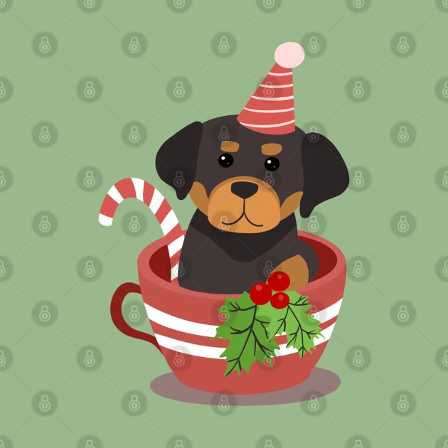 Cute Rottweiler Puppy In A Cup | Merry Christmas by i am Cuta