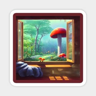 Vintage Botanical Cottagecore Mushrooms Forest View Scenery Indoorsy Introverts in Love with Nature Magnet
