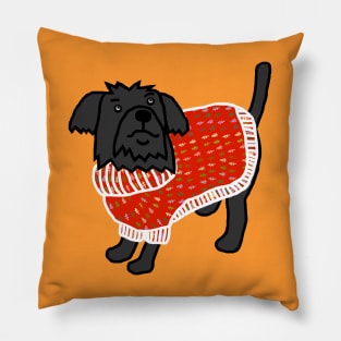 Cute Dog Christmas Winter Sweater with Tree Pattern Pillow