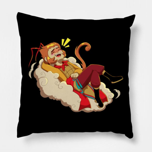 Happy Monkey King (Monkie Kid) Pillow by SheWolfCentral