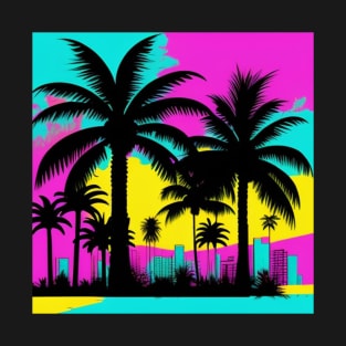 Beach Vacation Neon Palm Tree Spring Summer Graphic T-Shirt