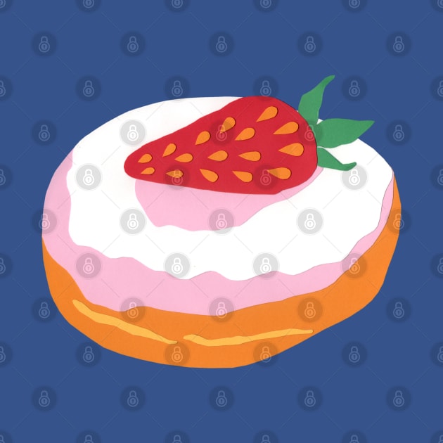 Strawberry Donut Hand Cut Paper Art by VegShop