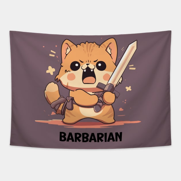 Kitten Barbarian Tapestry by Myanko