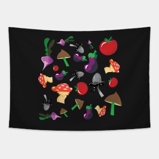 Mushrooms and Veggies Pattern Print Tapestry