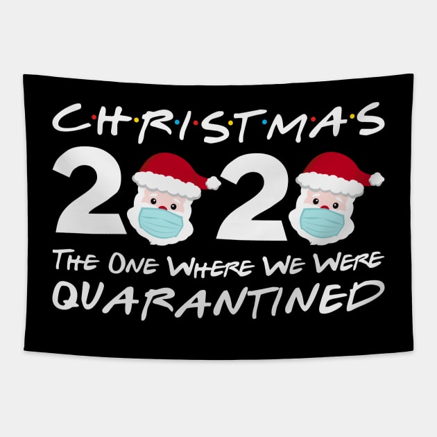 Christmas 2020 Quarantine Christmas Santa Face Wearing Mask Tapestry by DragonTees