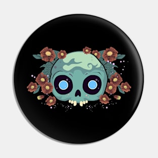 skull flowers gothic design Pin