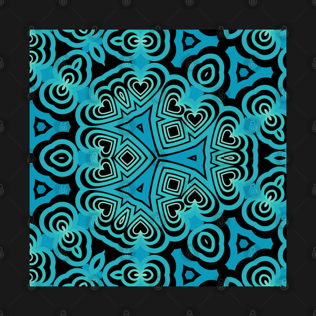 Kaleidoscope Blue Green Heart Pattern by Peaceful Space AS