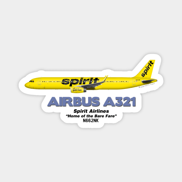 Airbus A321 - Spirit Airlines "Home of the Bare Fare" Magnet by TheArtofFlying