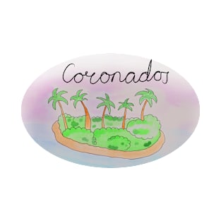 Coronados watercolor Island travel, beach, sea and palm trees. Holidays and vacation, summer and relaxation T-Shirt