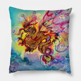 SEA DRAGON Pink Aqua Blue Fantasy Pillow