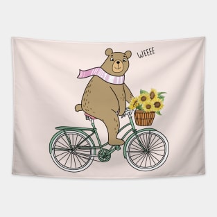 Cycling Bear Tapestry