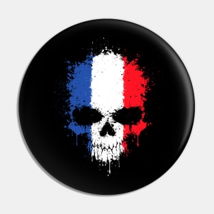 Chaotic French Flag Splatter Skull Pin