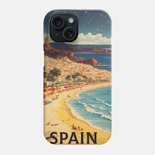 Spain Beach Starry Night Travel Tourism Retro Vintage Phone Case