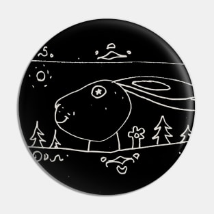 rabbit says hi naive style drawing Pin