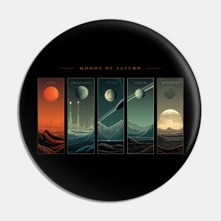 Saturn Moons, Space Exploration Cosmos Planet Art Pin