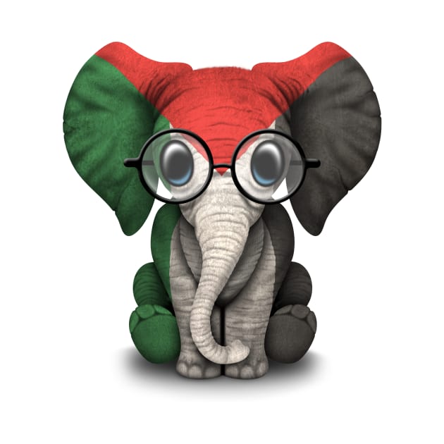 Baby Elephant with Glasses and Palestinian Flag by jeffbartels