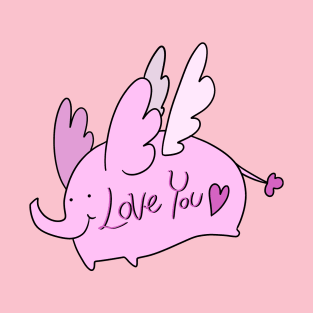 Pink Angel Elephant "Love You" T-Shirt