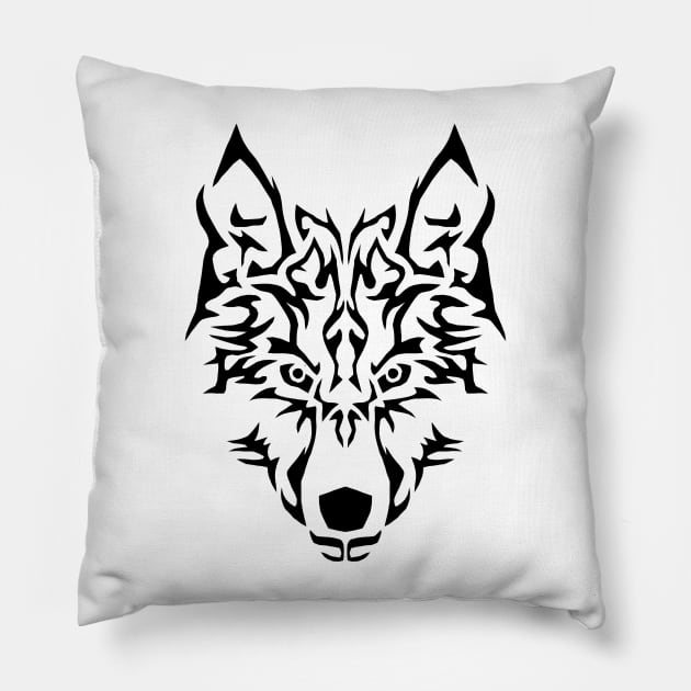 Tribal Wolf Pillow by linesdesigns