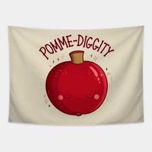 “Pomme-Diggity” Cute Grinning Pomegranate Tapestry