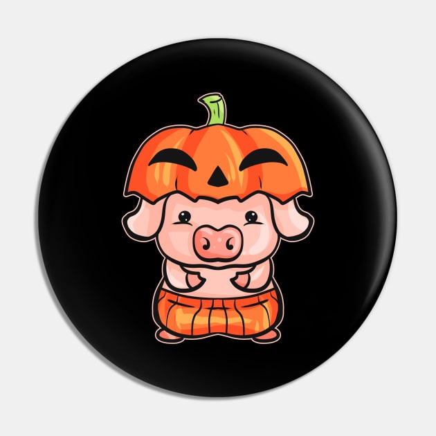 Little Pink Pig dresses as a Pumpkin for Halloween Pin by SinBle