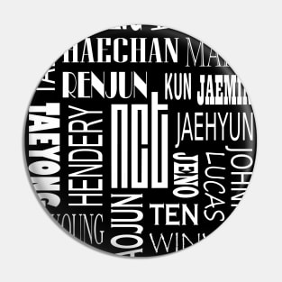 NCT MEMBERS NAMES AND LOGO COLAGE WHITE Pin