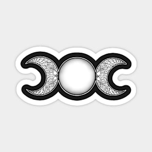 Triple Moon Goddess black and white Magnet