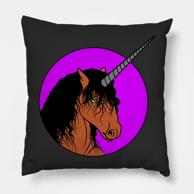 Brown Unicorn Pillow by The Artist