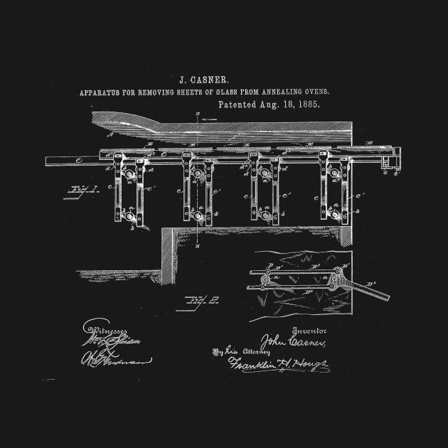 Apparatus for Removing Sheets of Glass from Annealing Ovens Vintage Patent Hand Drawing by TheYoungDesigns