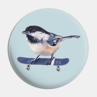 Why Fly When You Can Skate? - chickadee skateboard painting Pin