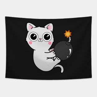 Kitty With a Ball of YaaAAAAA!!! - Explosives Expert Cat Playing with Bomb Tapestry