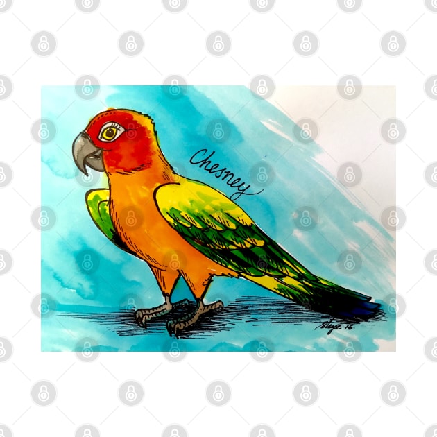 Chesney the Sun Conure by SkyeElizabeth