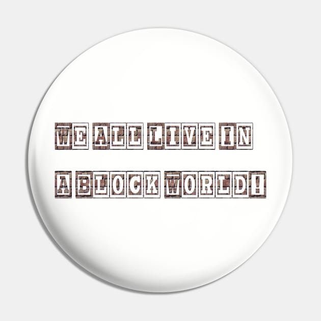 We All Live In A Block World Pin by AgelessGames