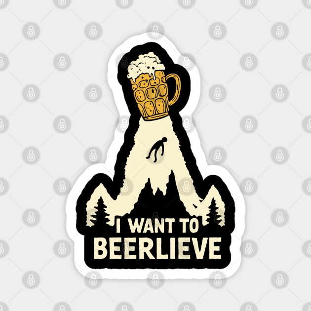 I Want to Beerlieve Beer Lover Alien Pun Magnet by Anticorporati