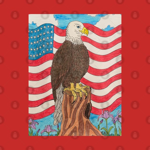 American Eagle with Flag by LuvbuzzArt