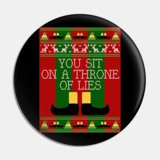 Throne Of Lies Elf Quote Christmas Knit Pin
