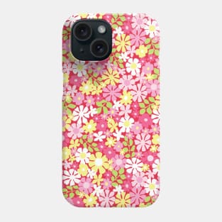 RETRO FLORAL PATTERN 70S  GROOVY PASTEL PINK YELLOW HOT PINK FLOWER MARKET SCANDINAVIAN MEADOW MIDSOMMAR Phone Case