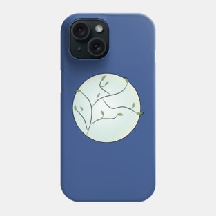 Full Moon with Leaves (Blue) Phone Case