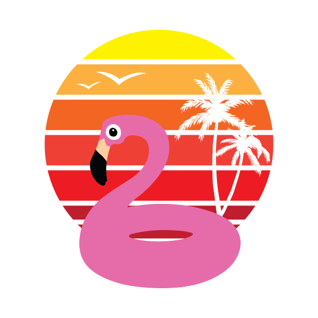 Sunset Pink Pool Flamingo by flaminglet