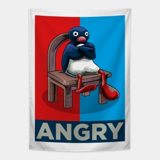 Angry Pinguin Meme Tapestry