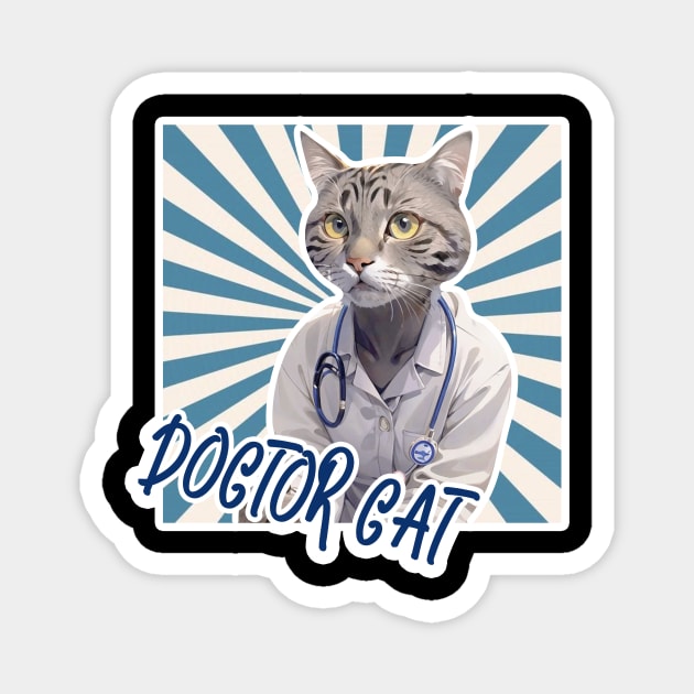 Doctor Cat Magnet by LycheeDesign