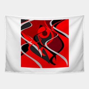 upstream red black grey abstract digital painting Tapestry